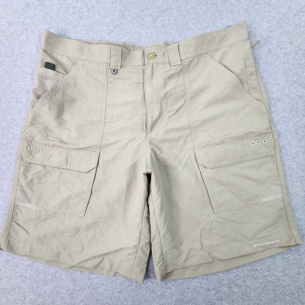 Columbia PFG Shorts Omni Shade Men 40x10 Beige Cargo Outdoor Hiking Fishing Gear